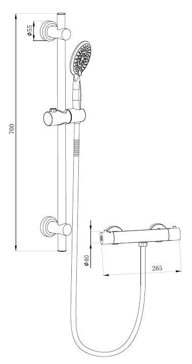 Snowdon Chrome Round Thermostatic Bar Shower Set