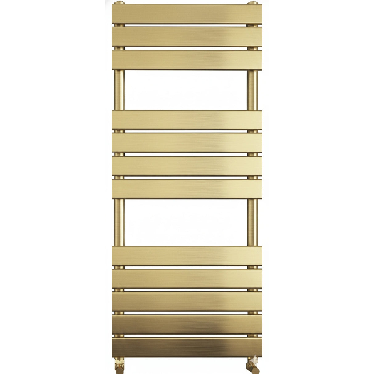 Queenstown Brushed Brass Designer Flat Panel Heated Towel Rail 1200x450mm