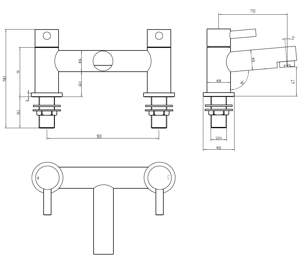 Ascot Chrome Bath Filler Tap