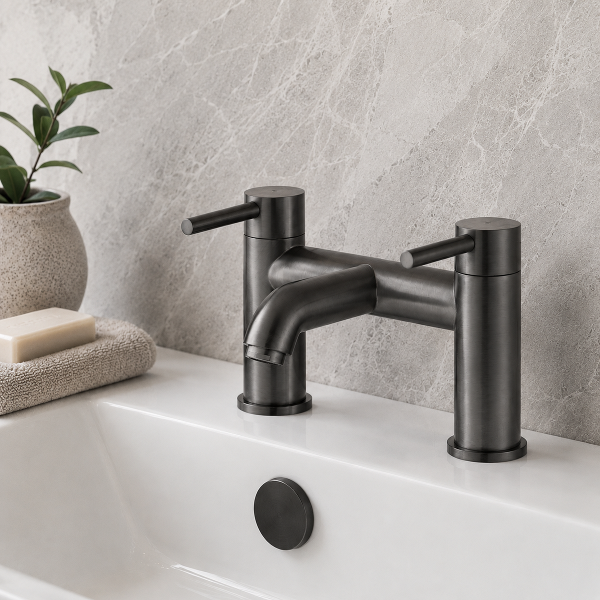 Enzo Gunmetal Grey Bath Filler Tap