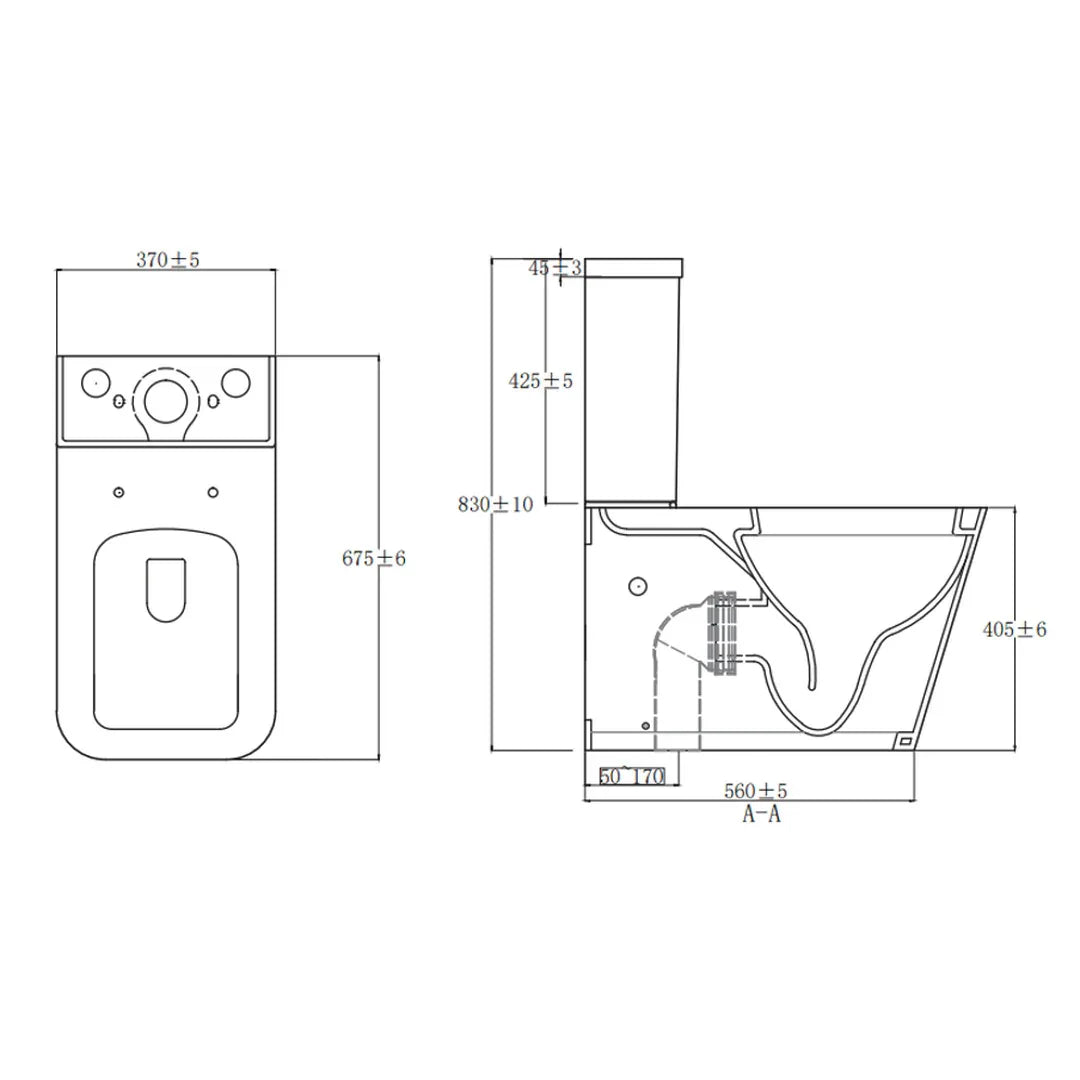 Technical drawing of a product with dimensions and details