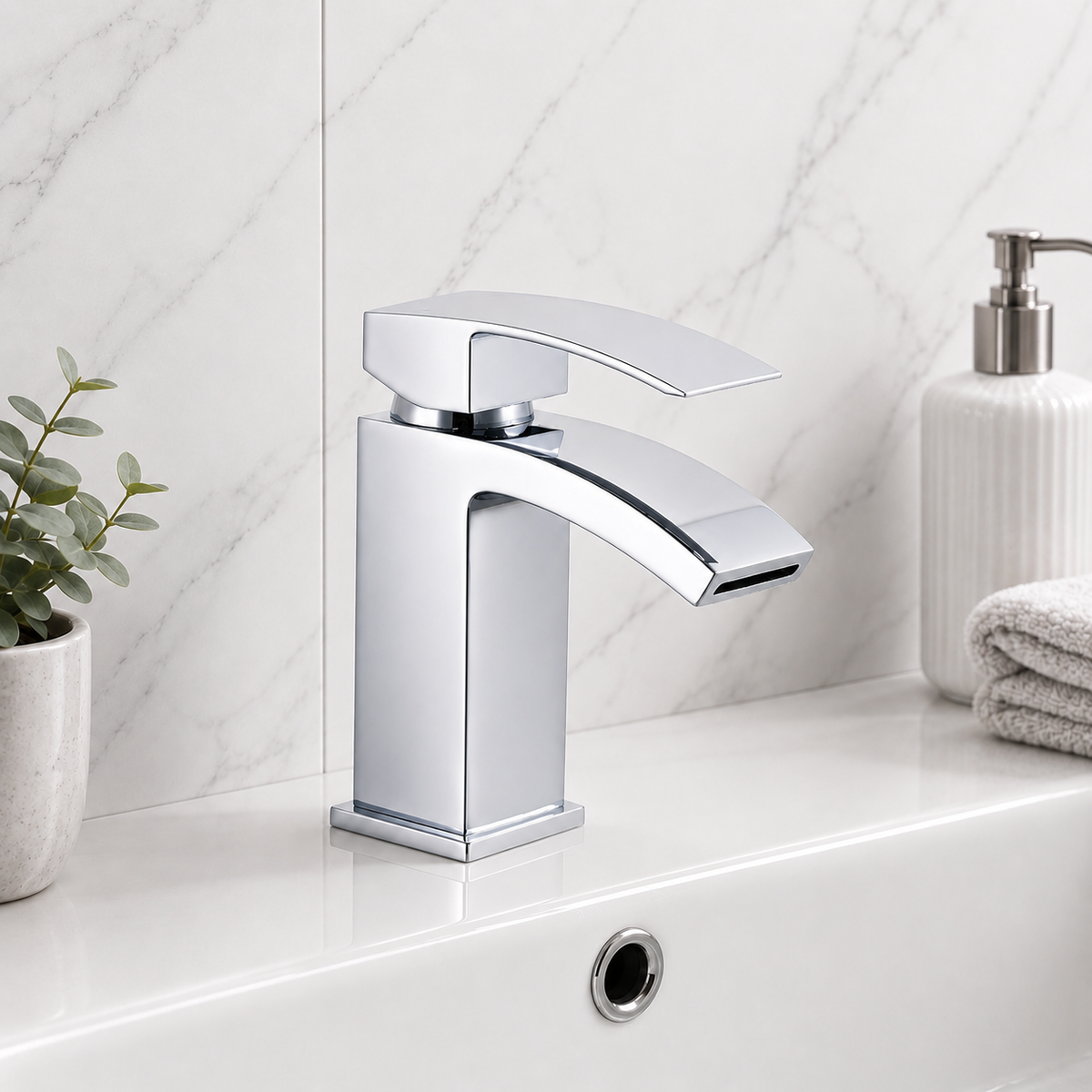 Neptune Chrome Modern Basin Mixer Tap