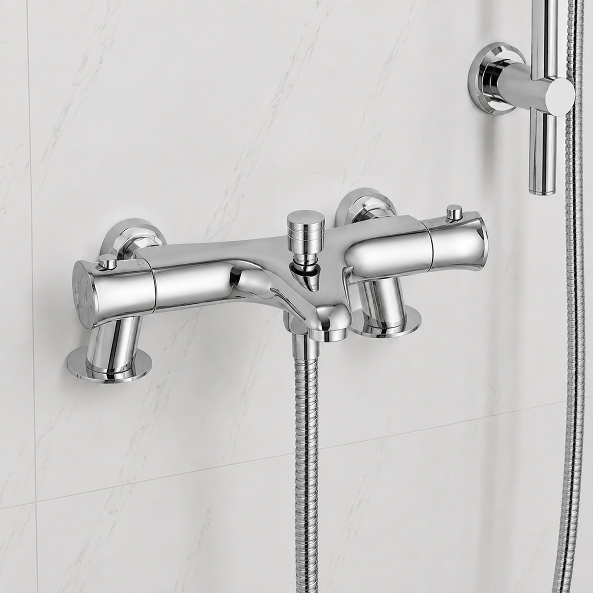 Nova Premium Chrome Thermostatic Bath Shower Mixer Riser Kit