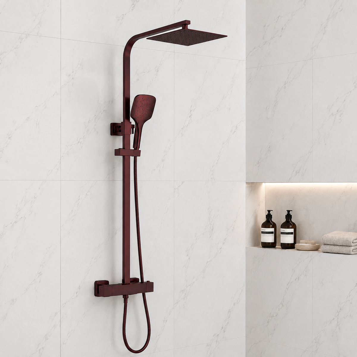 Nova Premium Brushed Bronze Square Thermostatic Shower Set