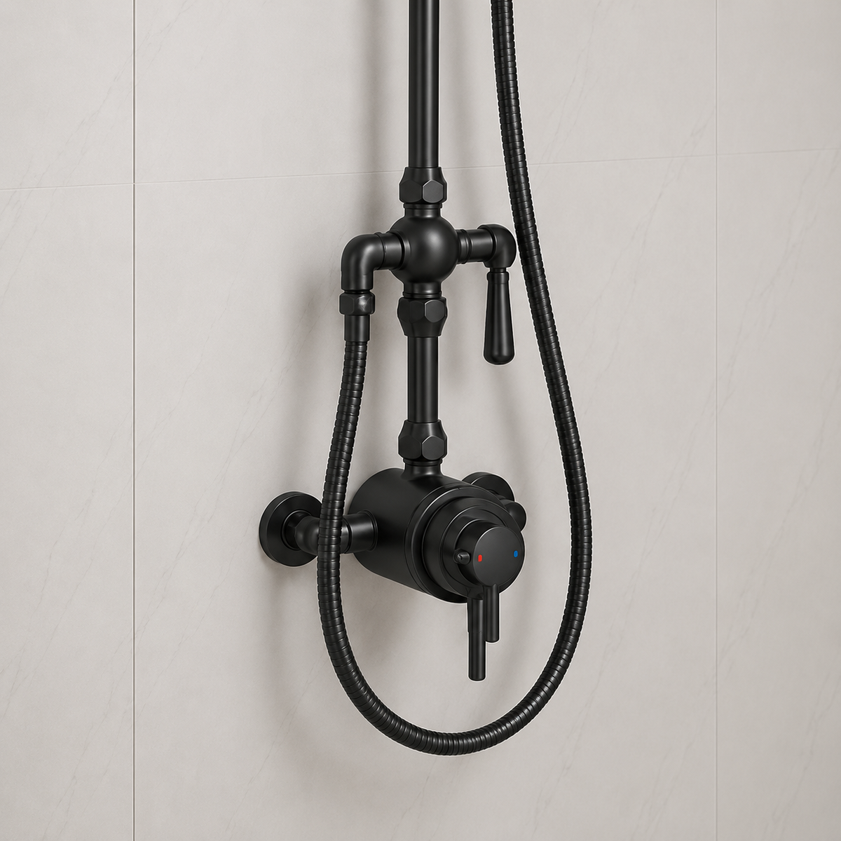 Foley Black Traditional Thermostatic Shower Set
