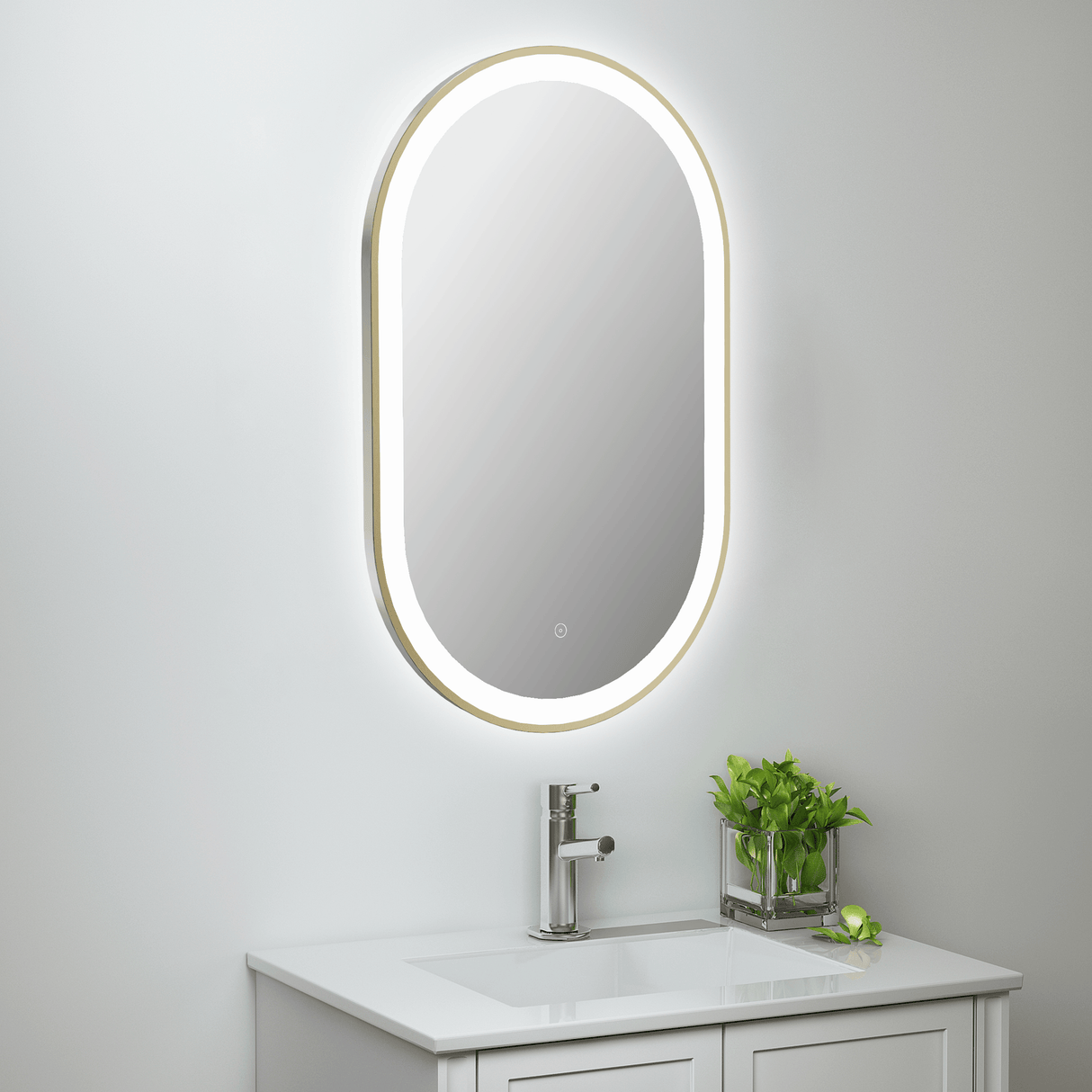 Martha Brushed Brass Oval LED Mirror 500x800mm