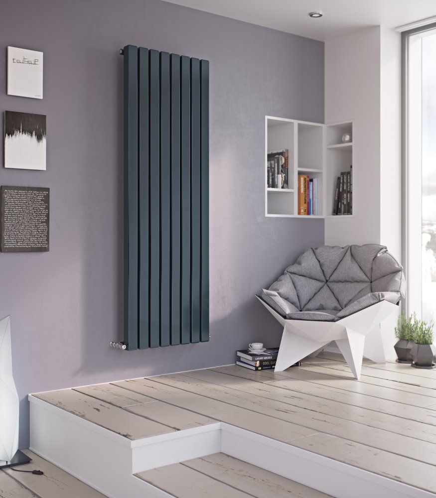 Vulkan Anthracite Single Square Vertical Radiator 1800x285mm