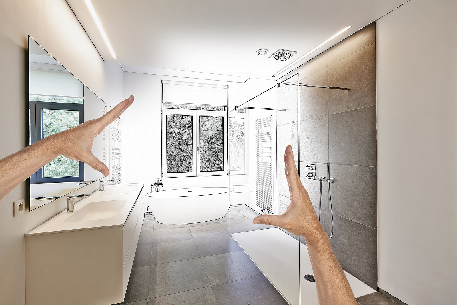 Bathroom tap sets - Planned renovation of a Luxury modern bathroom