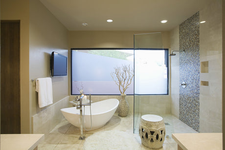 freestanding taps - Modern bathroom with freestanding bath