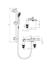Nova Premium Chrome Thermostatic Bath Shower Mixer Riser Kit