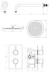 Mya Chrome Round Thermostatic Shower Set - 250mm Head
