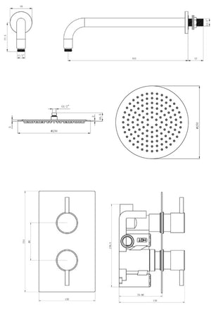 Mya Chrome Round Thermostatic Shower Set - 250mm Head