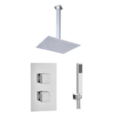 Mya Ceiling Chrome Square Thermostatic Shower Set - 250mm Head & Hand Shower