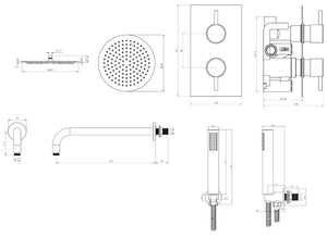 Mya Chrome Round Thermostatic Shower Set - 250mm Head & Hand Shower