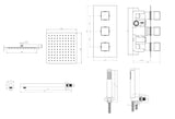 Mya Chrome Square Thermostatic Shower Set - 250mm Head & Hand Shower