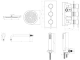 Mya Chrome Round Thermostatic Shower Set - 250mm Head & Hand Shower