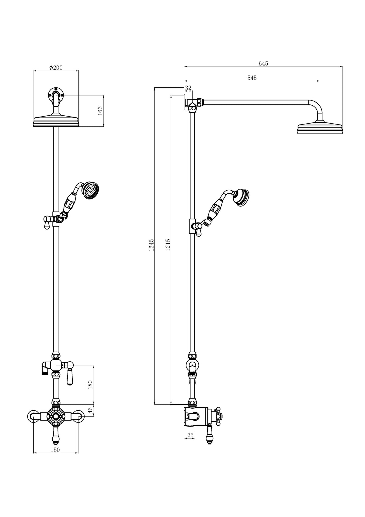 Tenby Chrome Traditional Thermostatic Shower Set