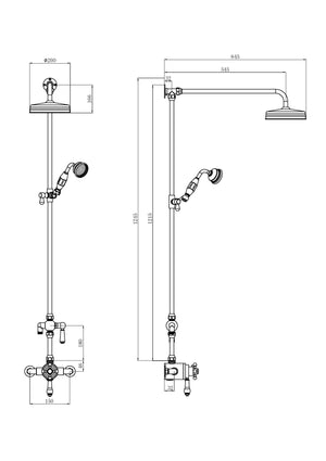 Tenby Chrome Traditional Thermostatic Shower Set