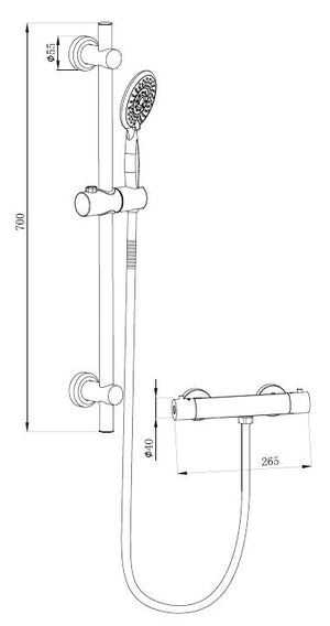 Snowdon Chrome Round Thermostatic Bar Shower Set