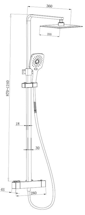 Nova Premium Black Square Thermostatic Shower Set