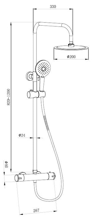 Nova Premium Black Round Thermostatic Shower Set