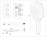 Mya Black Square Thermostatic Shower Set - 200mm Head & Hand Shower