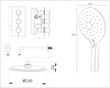 Mya Black Round Thermostatic Shower Set - 200mm Head & Hand Shower