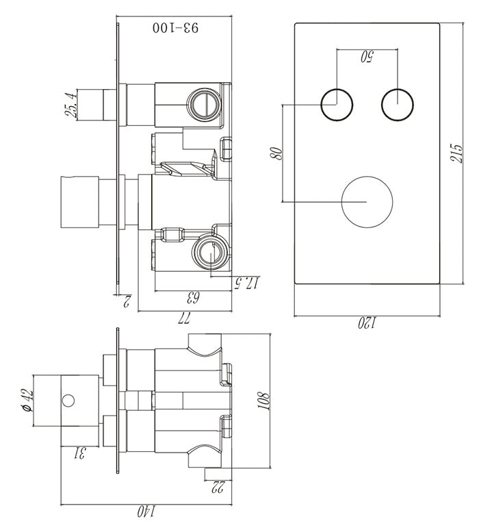 Mya Chrome Round Thermostatic Shower Set - 200mm Head & Hand Shower
