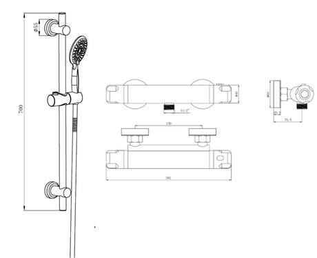 Bala Chrome Round Thermostatic Bar Shower Set