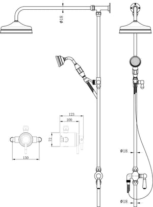 Foley Black Traditional Thermostatic Shower Set