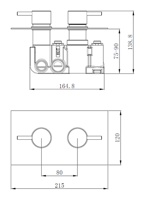 Mya Brushed Bronze Round Thermostatic Shower Set - 250mm Head & Hand Shower