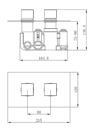 Mya Brushed Bronze Square Thermostatic Shower Set - 250mm Head & Hand Shower