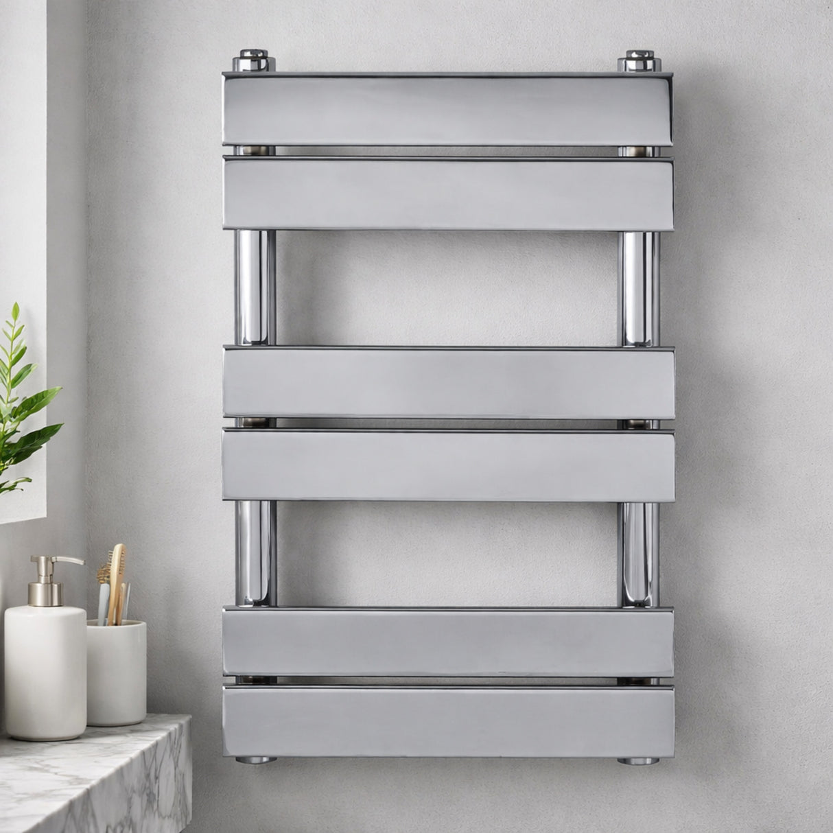 Queenstown Chrome Designer Flat Panel Heated Towel Rail 650x400mm