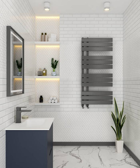 Wellington Anthracite Designer Flat Panel Heated Towel Rail 1122x500mm