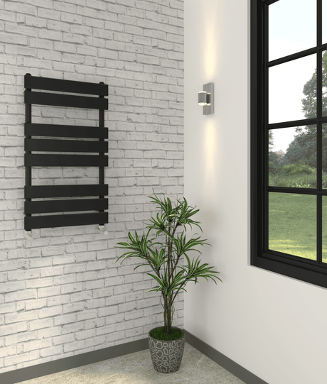 Queenstown Black Designer Flat Panel Heated Towel Rail 800x450mm