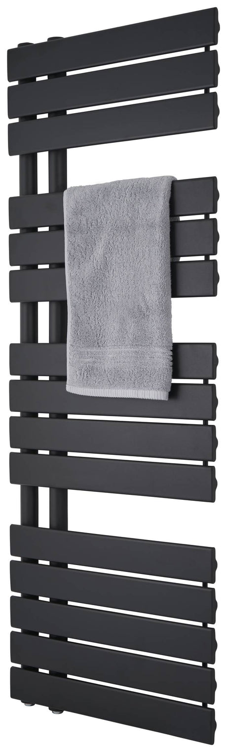 Wellington Black Designer Flat Panel Heated Towel Rail 1380x500mm