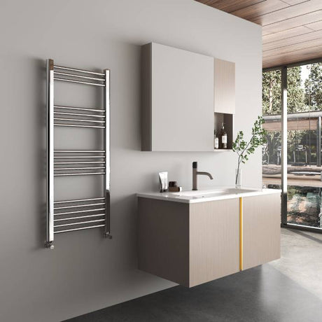 Essentials Chrome Straight Heated Towel Rail 1200x500mm
