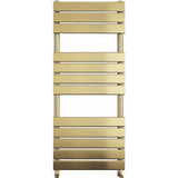 Queenstown Brushed Brass Designer Flat Panel Heated Towel Rail 1200x450mm