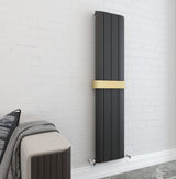 Taupo Black Double Flat Panel Vertical Radiator 1800x375mm
