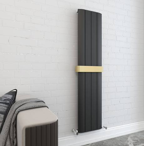 Taupo Black Double Flat Panel Vertical Radiator 1800x375mm