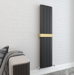 Taupo Black Double Flat Panel Vertical Radiator 1800x375mm