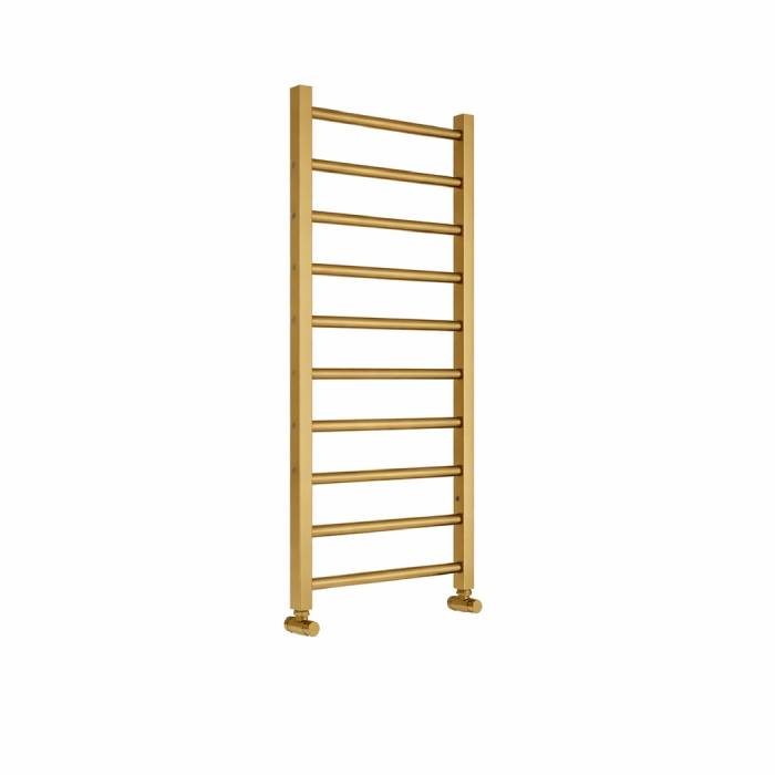 Sanson Brushed Brass Straight Heated Towel Rail 800x500mm