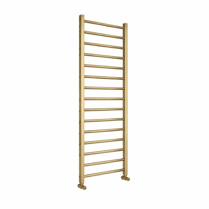 Sanson Brushed Brass Straight Heated Towel Rail 1200x500mm
