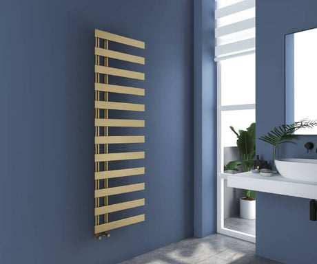 Milton Brushed Brass Designer Flat Panel Heated Towel Rail 1564x500mm