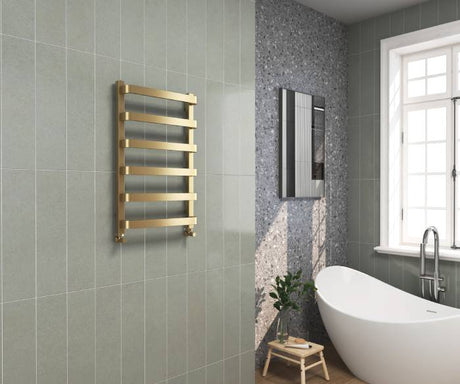Hastings Brushed Brass Heated Towel Rail 800x500mm