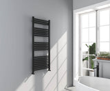Omata Black Straight Heated Towel Rail 1200x500mm