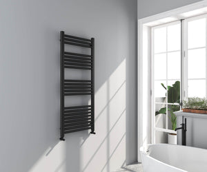 Omata Black Straight Heated Towel Rail 1200x500mm