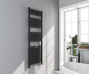 Omata Black Straight Heated Towel Rail 1600x500mm