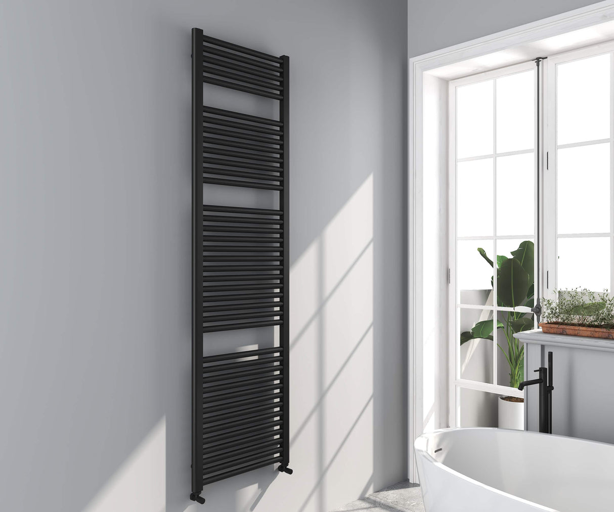 Omata Black Straight Heated Towel Rail 1800x500mm