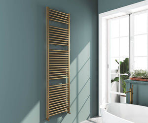 Omata Brushed Brass Straight Heated Towel Rail 1800x500mm